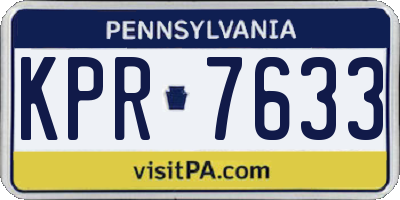 PA license plate KPR7633