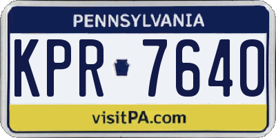 PA license plate KPR7640