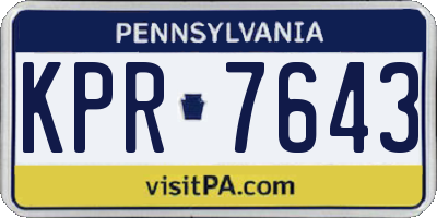 PA license plate KPR7643