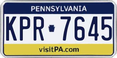 PA license plate KPR7645