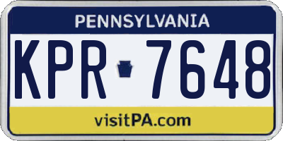 PA license plate KPR7648