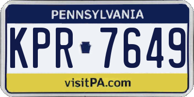 PA license plate KPR7649