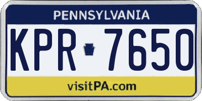PA license plate KPR7650