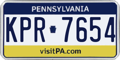 PA license plate KPR7654