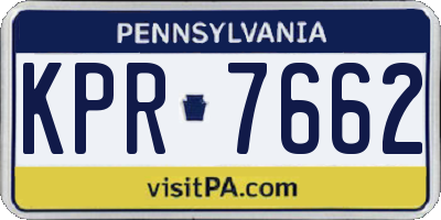 PA license plate KPR7662