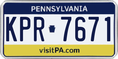 PA license plate KPR7671