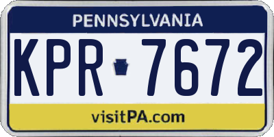 PA license plate KPR7672