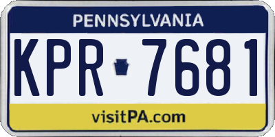 PA license plate KPR7681