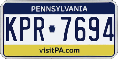 PA license plate KPR7694