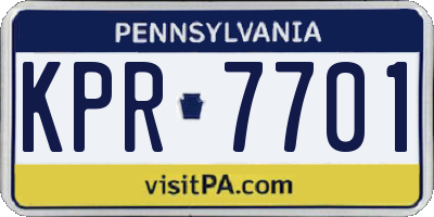 PA license plate KPR7701