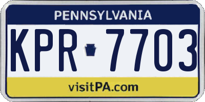 PA license plate KPR7703