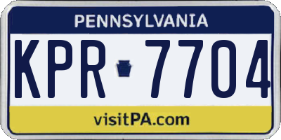 PA license plate KPR7704