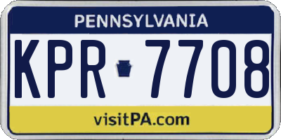 PA license plate KPR7708
