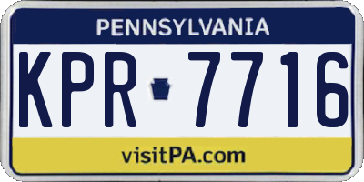 PA license plate KPR7716