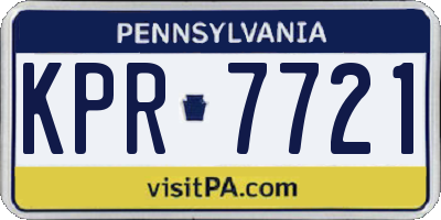 PA license plate KPR7721