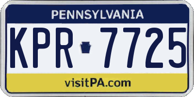 PA license plate KPR7725