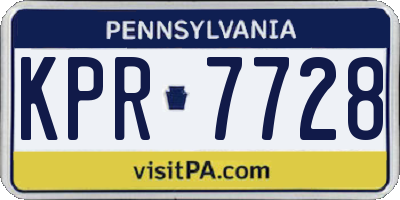 PA license plate KPR7728