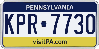 PA license plate KPR7730