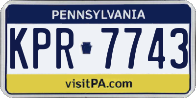 PA license plate KPR7743
