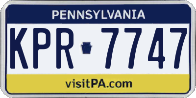 PA license plate KPR7747