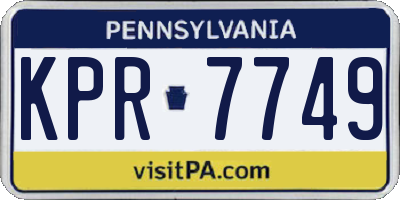 PA license plate KPR7749