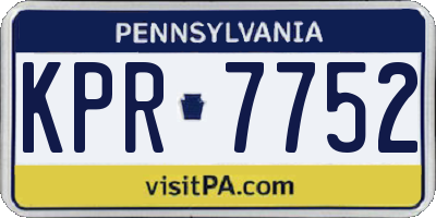 PA license plate KPR7752