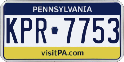 PA license plate KPR7753