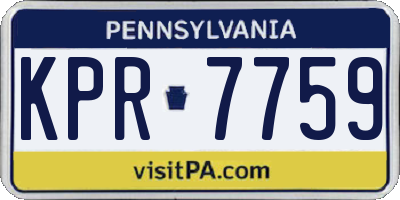 PA license plate KPR7759