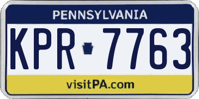 PA license plate KPR7763