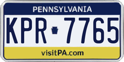PA license plate KPR7765