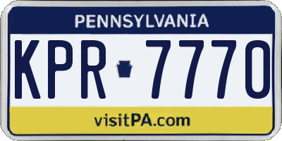 PA license plate KPR7770
