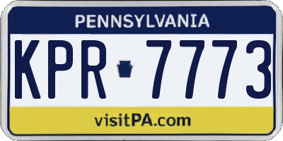 PA license plate KPR7773