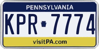 PA license plate KPR7774