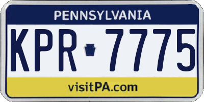 PA license plate KPR7775