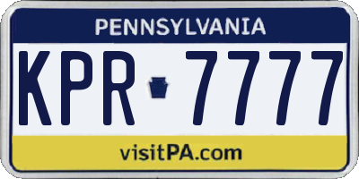 PA license plate KPR7777