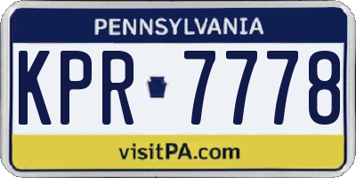 PA license plate KPR7778