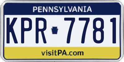 PA license plate KPR7781