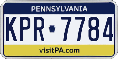 PA license plate KPR7784