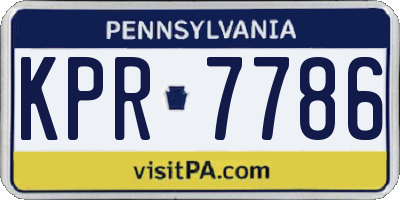 PA license plate KPR7786