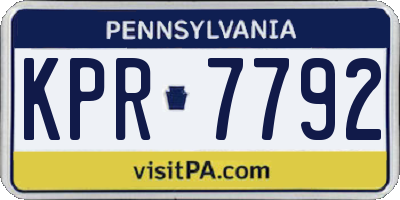 PA license plate KPR7792