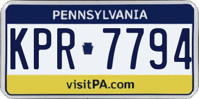 PA license plate KPR7794