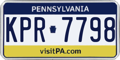 PA license plate KPR7798