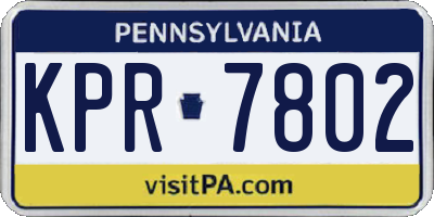 PA license plate KPR7802