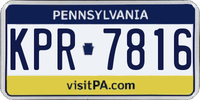 PA license plate KPR7816