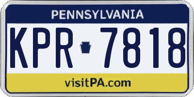 PA license plate KPR7818