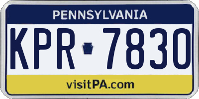 PA license plate KPR7830