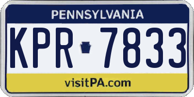 PA license plate KPR7833