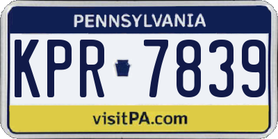 PA license plate KPR7839