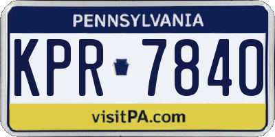 PA license plate KPR7840