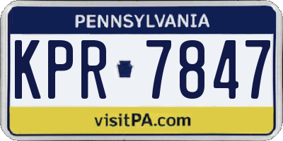 PA license plate KPR7847